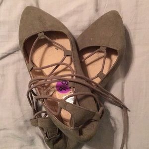 Green Laceup ballet style shoes
